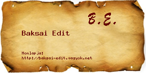 Baksai Edit névjegykártya
